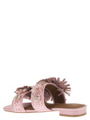 Kurt Geiger Jewel Flat Sandals In Raffia With Floral Embellishments