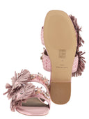 Kurt Geiger Jewel Flat Sandals In Raffia With Floral Embellishments