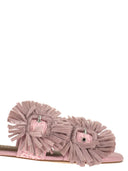 Kurt Geiger Jewel Flat Sandals In Raffia With Floral Embellishments