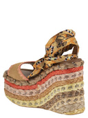 Kurt Geiger Platform Wedge Sandals With Woven Sole And Printed Ties