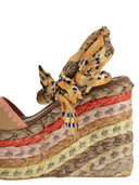 Kurt Geiger Platform Wedge Sandals With Woven Sole And Printed Ties