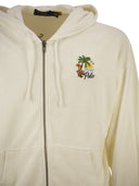 Felpa con cappuccio Polo Ralph Lauren in misto cotone con zip e ricamo tropicale