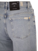 7 For All Mankind Stovepipe Straight Ankle Jeans In Light Wash Denim