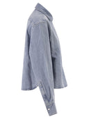 7 For All Mankind Lightweight Cotton And Linen Denim Shirt With Pocket