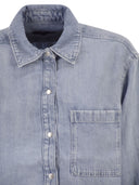 7 For All Mankind Lightweight Cotton And Linen Denim Shirt With Pocket