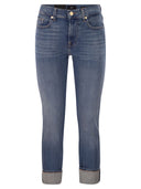 7 For All Mankind Relaxed Skinny Cropped Slim Illusion Stretch Denim Jeans