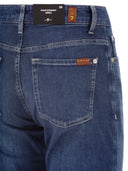 7 For All Mankind Calie Straight Ankle Stretch Denim Jeans With Metallic Fibre