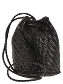 Dragon Pompom Double Jump Bucket Bag With Woven Leather