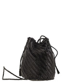 Dragon Pompom Double Jump Bucket Bag With Woven Leather