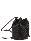 Dragon Pompom Double Jump Bucket Bag With Woven Leather