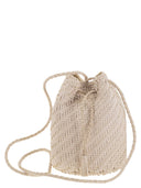 Dragon Pompom Double Jump Bucket Bag With Woven Leather