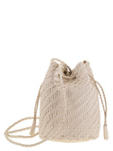 Dragon Pompom Double Jump Bucket Bag With Woven Leather