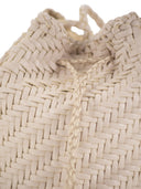 Dragon Pompom Double Jump Bucket Bag With Woven Leather