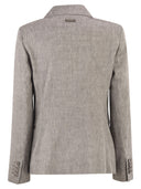 Peserico Double Breasted Blazer In Linen And Wool Blend