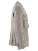 Peserico Double Breasted Blazer In Linen And Wool Blend