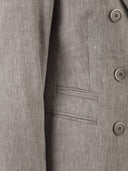 Peserico Double Breasted Blazer In Linen And Wool Blend