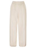Peserico Loose Fitting Stretch Cotton Trousers With Elasticated Waistband