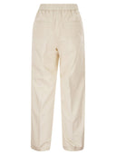 Peserico Loose Fitting Stretch Cotton Trousers With Elasticated Waistband