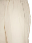 Peserico Loose Fitting Stretch Cotton Trousers With Elasticated Waistband