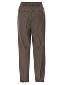 Peserico Loose Fitting Stretch Cotton Trousers With Elasticated Waistband