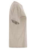 Peserico Striped Linen And Cotton T Shirt With Luminous Yarns