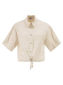 Camisa corta de algodón elástico con cordón de Peserico