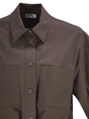 Peserico Cropped Stretch Cotton Shirt With Drawstring