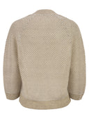 Peserico V Neck Mesh Top In Linen And Cotton