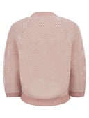 Peserico V Neck Mesh Top In Linen And Cotton