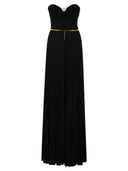 Elisabetta Franchi Pleated Lurex Jersey Red Carpet Dress With Belt