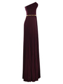 Elisabetta Franchi Pleated Lurex Jersey Red Carpet Dress With Belt
