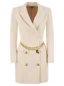 Elisabetta Franchi Robe Manteau In Stretch Crepe With Belt