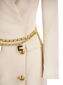 Elisabetta Franchi Robe Manteau In Stretch Crepe With Belt