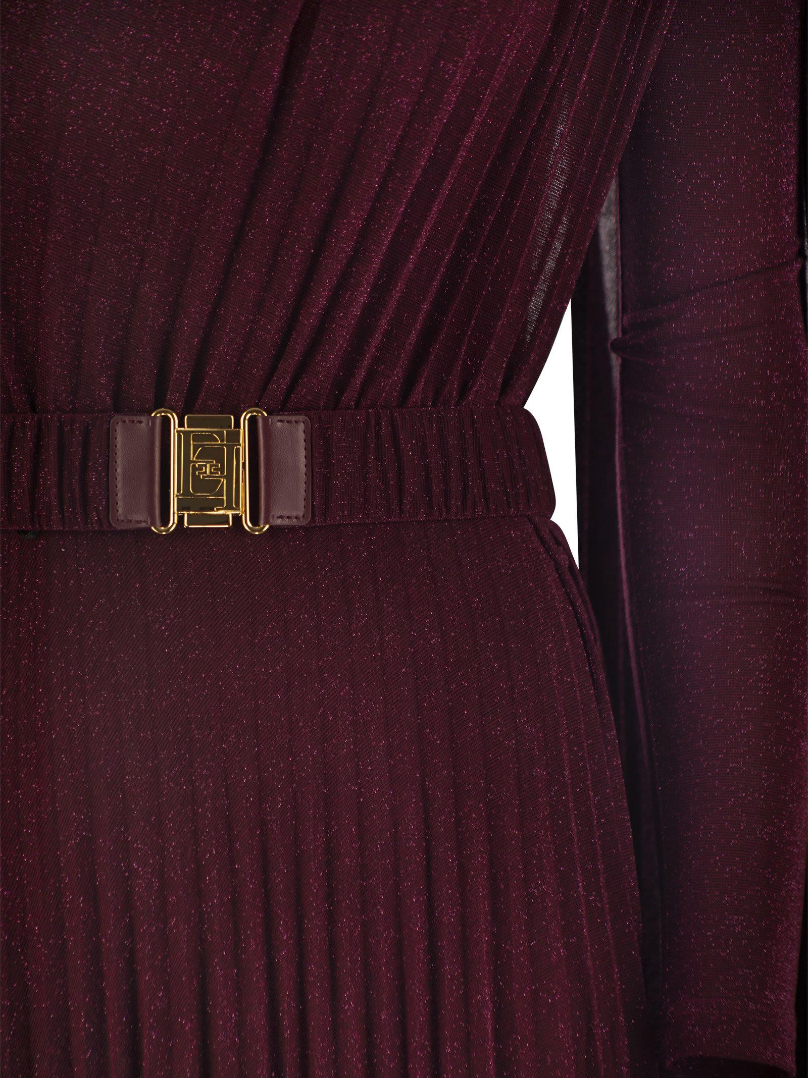 Elisabetta Franchi One Shoulder Red Carpet Dress In Pleated Lurex Jers Balardi Elisabetta Franchi One Shoulder Red Carpet Dress In Pleated Lurex Jers Balardi