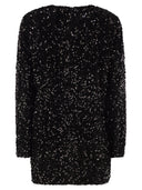 Elisabetta Franchi Embroidered Boxy Mini Dress In Chenille With Sequins