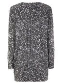 Elisabetta Franchi Embroidered Boxy Mini Dress In Chenille With Sequins