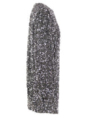 Elisabetta Franchi Embroidered Boxy Mini Dress In Chenille With Sequins