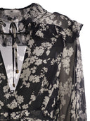 Elisabetta Franchi Printed Silk Voile Dress With Ruffles