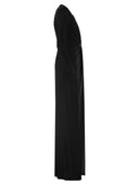 Elisabetta Franchi Red Carpet Dress In Lurex Jersey With Knot And Logo Accessory