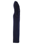Elisabetta Franchi Red Carpet Dress In Lurex Jersey With Knot And Logo Accessory