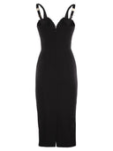 Elisabetta Franchi Double Stretch Crepe Dress With Embroidered Scalloping