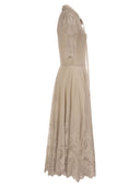 Fabiana Filippi Long Lace Dress With Embellished Collar And Bow
