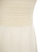 Fabiana Filippi Midi Dress With Crochet Bodice And Fluid Skirt