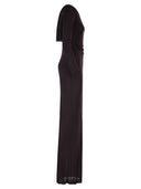 Elisabetta Franchi Red Carpet Dress In Shiny Viscose Jersey