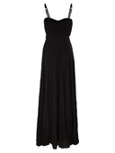 Elisabetta Franchi Red Carpet Lurex Jersey Dress With Embroidered Flower