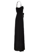 Elisabetta Franchi Red Carpet Lurex Jersey Dress With Embroidered Flower