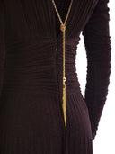 Elisabetta Franchi Red Carpet Dress In Lurex Jersey With Necklace