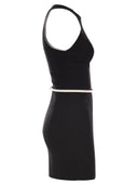 Elisabetta Franchi Crepe Dress With Contrasting Belt