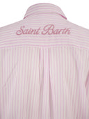 Mc2 Saint Barth Long ‘Shirtdress’ Shirt In Striped Cotton Poplin