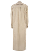 Mc2 Saint Barth Long ‘Shirtdress’ Shirt In Striped Cotton Poplin